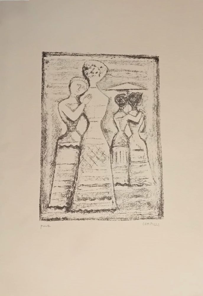 Lithographie Campigli - Gelosia (da le liriche di Saffo)