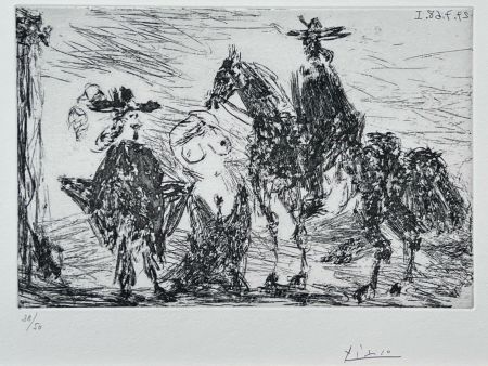 Eau-Forte Picasso - Gentilhomme, femme honteuse et reître 