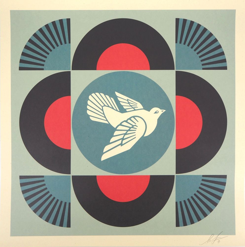Sérigraphie Fairey - Geometric Dove - Black