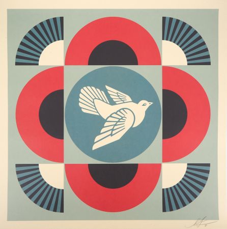 Sérigraphie Fairey - Geometric Dove - Red