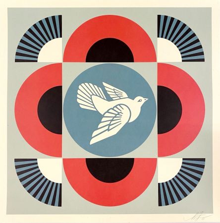Lithographie Fairey - Geometric Dove (Red)