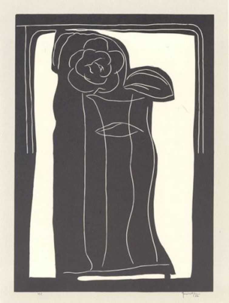 Linogravure Hernandez Pijuan - Gerro amb flors