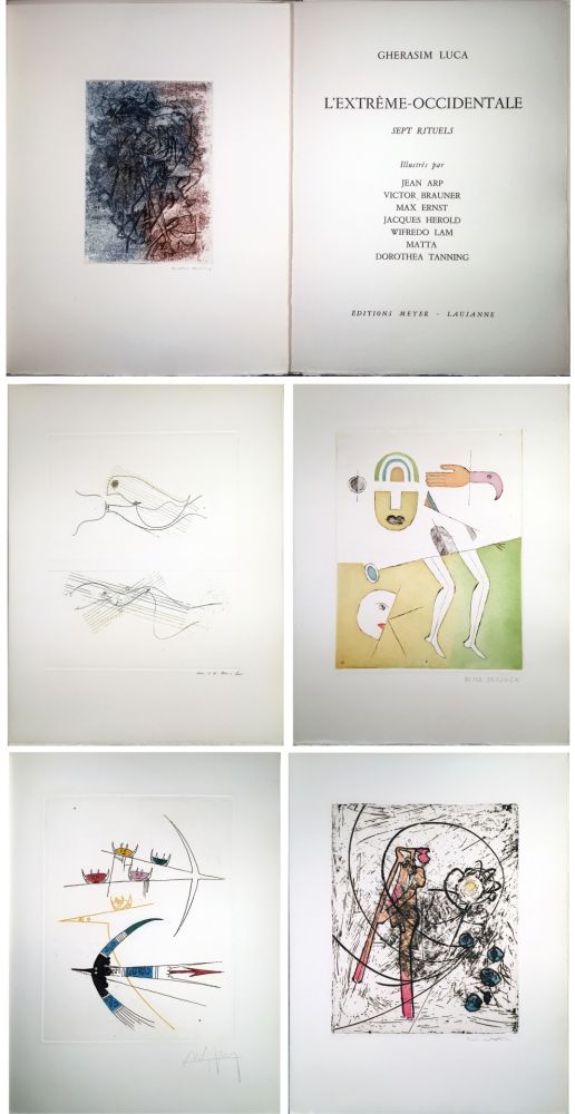 Livre Illustré Ernst - Gherasim Luca : L’EXTRÊME-OCCIDENTALE. Gravures de Max Ernst, Victor Brauner, Dorotea Tanning, Hans Arp, Jacques Hérold, Wifredo Lam, Roberto Matta.