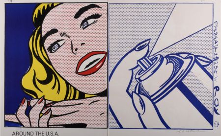 Lithographie Lichtenstein -  Girl & Spray Can 1964 Hand Signed 