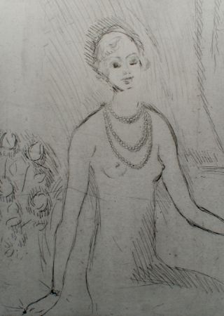 Gravure Van Dongen - Girl with a pearl necklaces