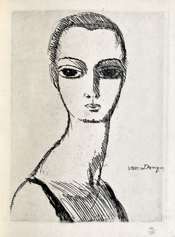 Gravure Van Dongen - Girl with swans neck