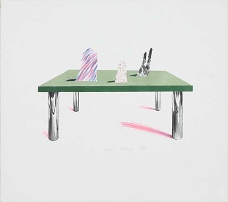 Lithographie Hockney - Glass Table with Objects