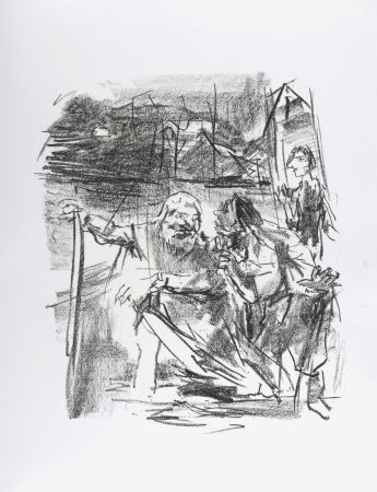 Lithographie Kokoschka - Gloucester led by an old man, 1963