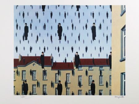 Lithographie Magritte - Golconde