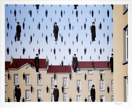 Lithographie Magritte - Golconde