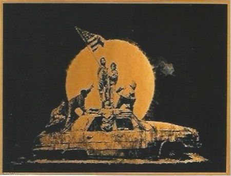 Sérigraphie Banksy - Gold Flag 