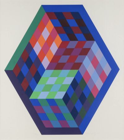 Sérigraphie Vasarely - Gordes Tridim