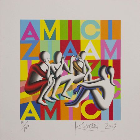 Sérigraphie Kostabi - Gossip club