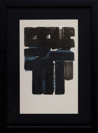 Pochoir Soulages (After) - Gouaches et gravures (B), 1957 - Framed!