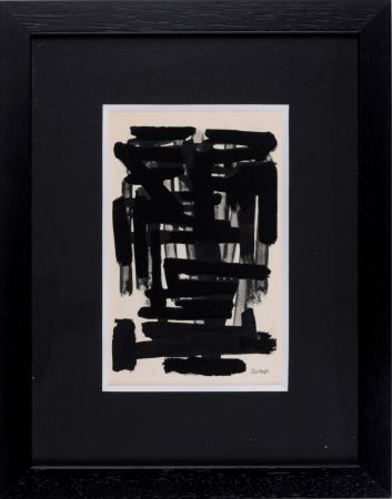 Pochoir Soulages (After) - Gouaches et gravures (C), 1957 - Framed!