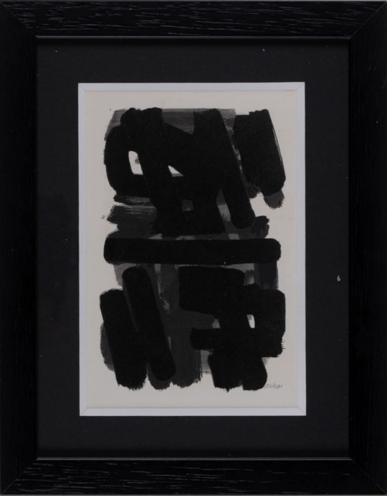 Pochoir Soulages (After) - Gouaches et gravures (D), 1957 - Framed!