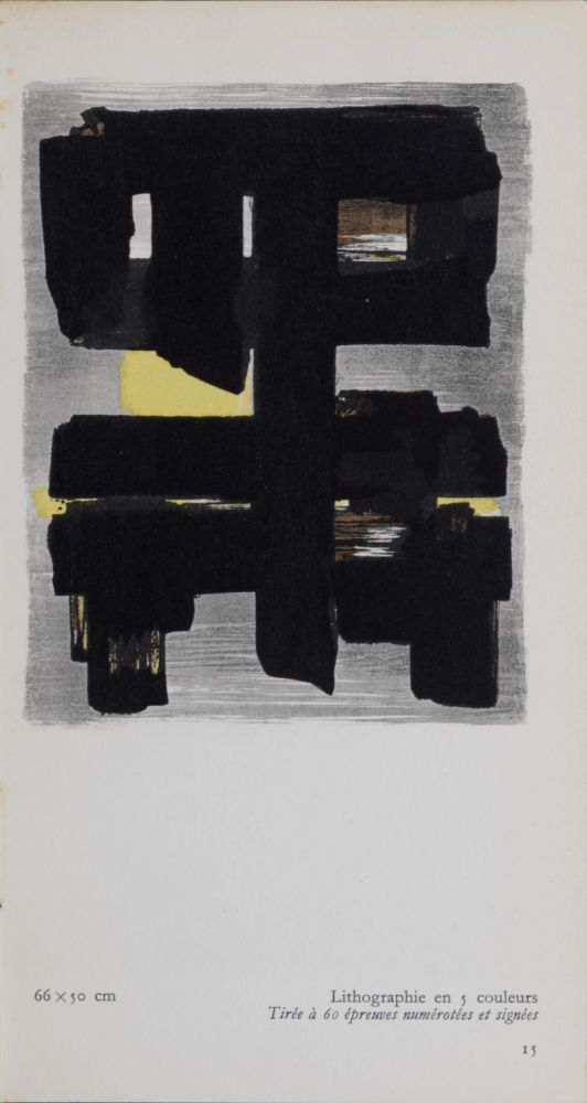 Lithographie Soulages (After) - Gouaches et gravures (E), 1957