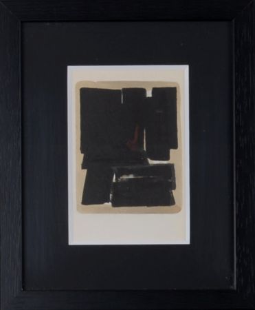 Pochoir Soulages (After) - Gouaches et gravures (H), 1957 - Framed!