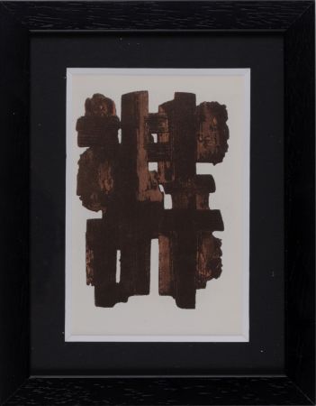 Pochoir Soulages (After) - Gouaches et gravures (J), 1957 - Framed!