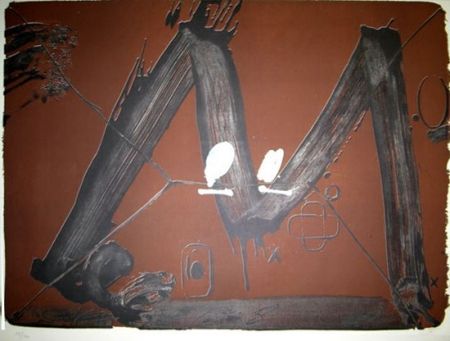 Lithographie Tàpies - GRAND M AVEC TACHES