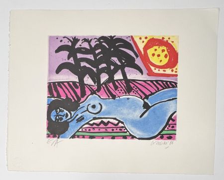 Eau-Forte Et Aquatinte Corneille - Gravure Sous le palmier 1986 - Exemplaire d'artiste EA