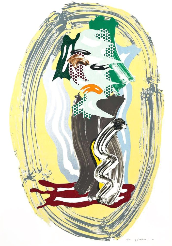 Lithographie Lichtenstein - Green Face, from Brushstroke Figures Series