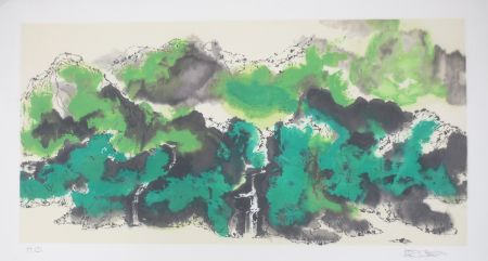 Lithographie Po Chung - Green mountain