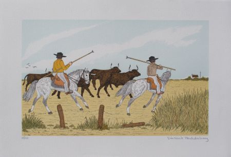 Lithographie Haddelsey - Guardian camarguais