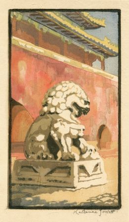 Linogravure Jowett  - Guardian of the Gate