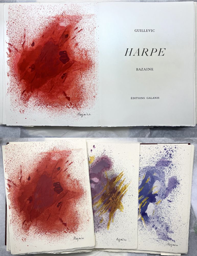 Livre Illustré Bazaine - Guillevic : HARPE. 19 gravures originales, une double suite signée et un dessin original signé (1980)