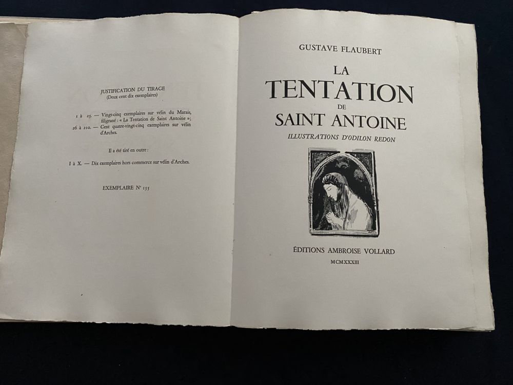 Lithographie Redon - Gustave Flaubert - La Tentation de Saint Antoine