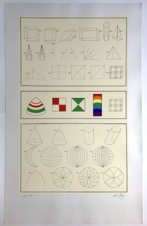 Sérigraphie Del Pezzo - Géométrie tridimensionnelle