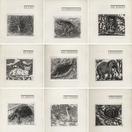 Livre Illustré Foujita - H. Chaumet : BÊTES & Cie. 25 eaux-fortes de Foujita (1927).