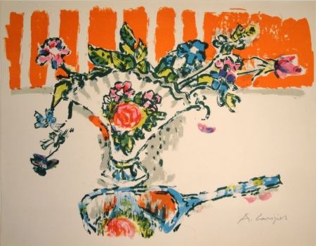 Lithographie Carigiet - (Handspiegel vor Blumenvase