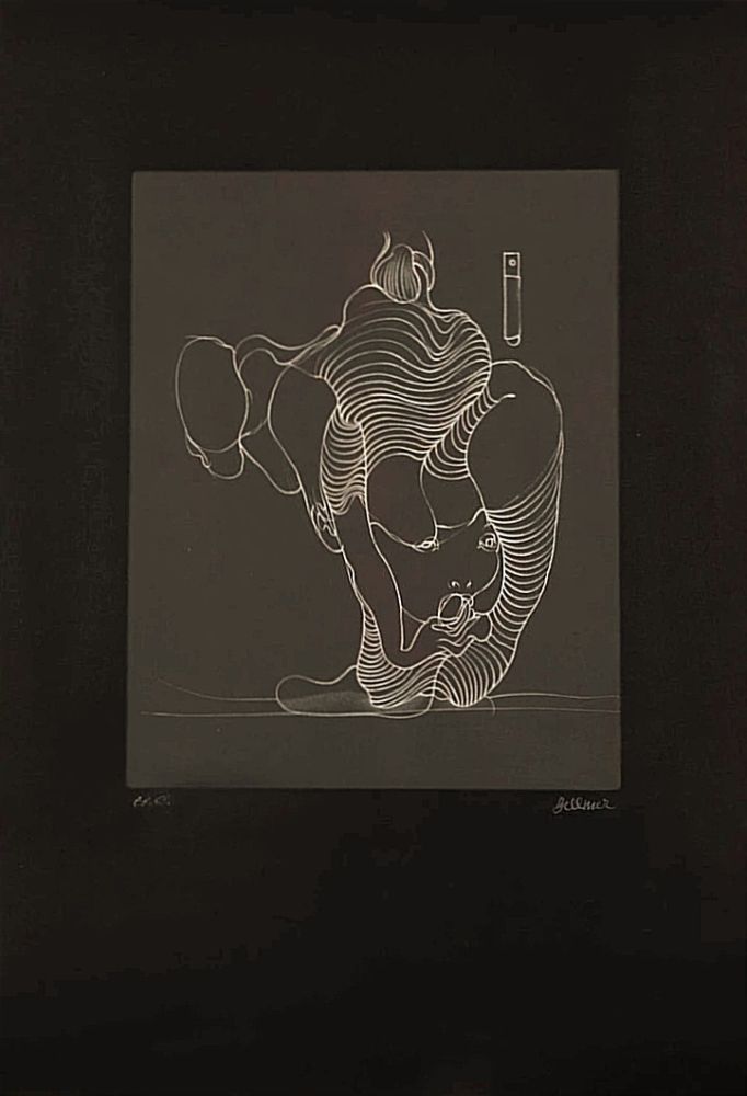 Eau-Forte Bellmer - Hans BELLMER (1902-1975) - Woman swallowing a snake, 1972. Hand-signed etching