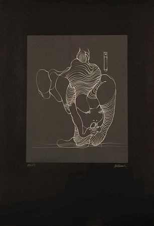 Eau-Forte Bellmer - Hans BELLMER (1902-1975) - Woman swallowing a snake, 1972. Hand-signed etching