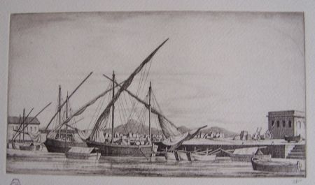 Gravure Strang - Harbour Scene, Syracuse