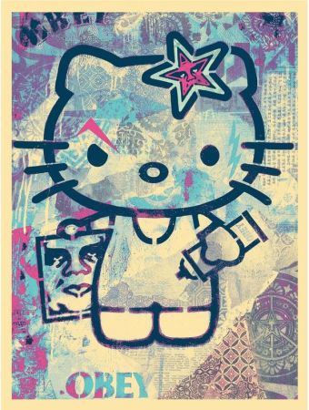 Sérigraphie Fairey - Hello Kitty - Blue