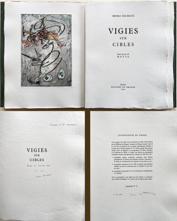 Livre Illustré Matta - Henri Michaux : VIGIES SUR CIBLE. 9 gravures. Avec une dédicace autographe de Michaux.