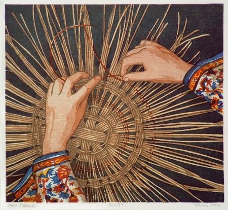 Gravure Sur Bois Schwaberow - Her Hands