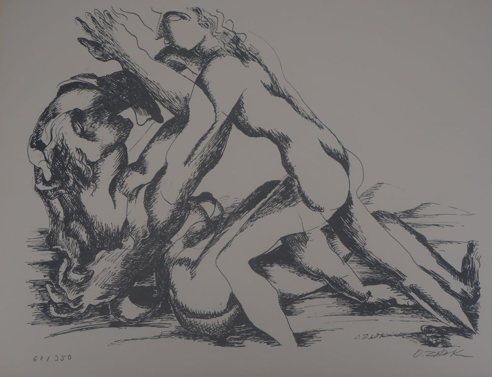 Lithographie Zadkine - Hercule et la ceinture d'Hippolyte