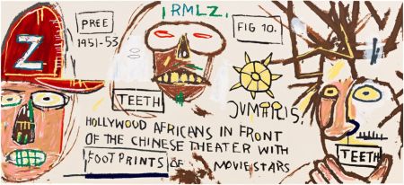 Sérigraphie Basquiat - HOLLYWOOD AFRICANS IN FRONT OF THE CHINESE THEATER WITH FOOTPRINTS OF MOVIE STARS