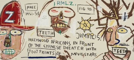 Sérigraphie Basquiat - Hollywood Africans in front of the Chinese Theatre with Footprints of Movie Stars