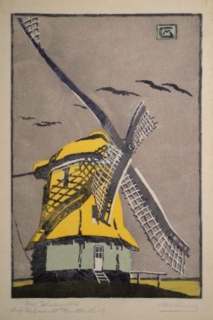 Gravure Sur Bois Cunz - Holländische Windmühle