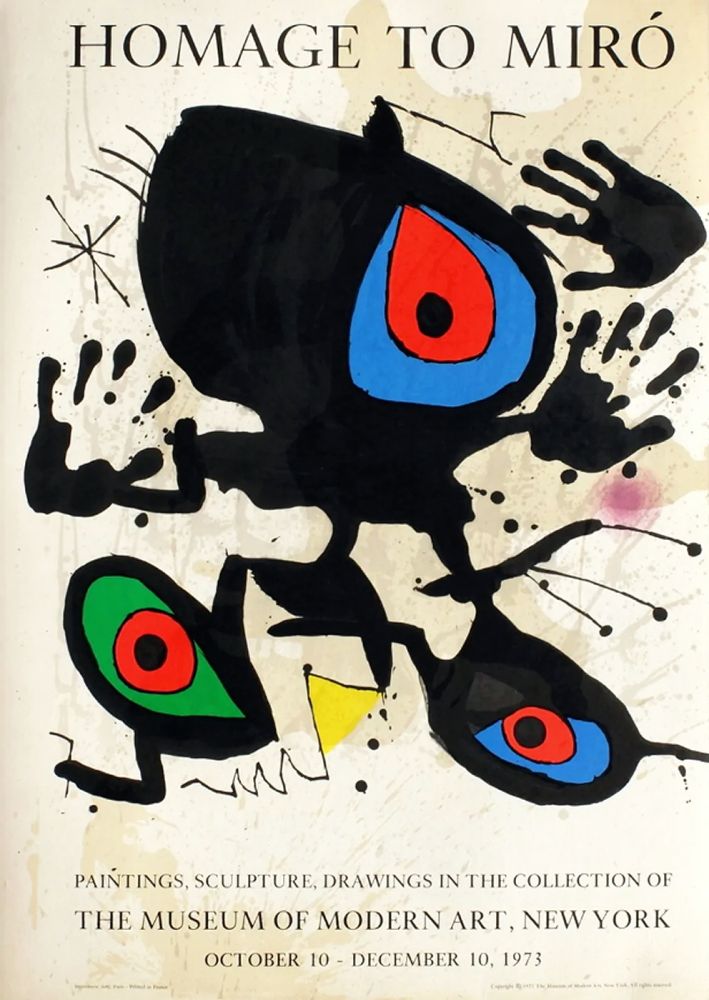 Aucune Technique Miró - HOMAGE TO MIRO. Expo au MoMA de New York. 1973. Affiche originale.