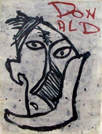 Aucune Technique Baechler - Homage to Picasso is a acrylic and collage painting on paper