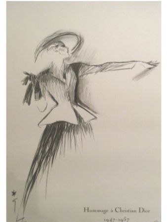 Lithographie Gruau - HOMMAGE A CHRISTIAN DIOR