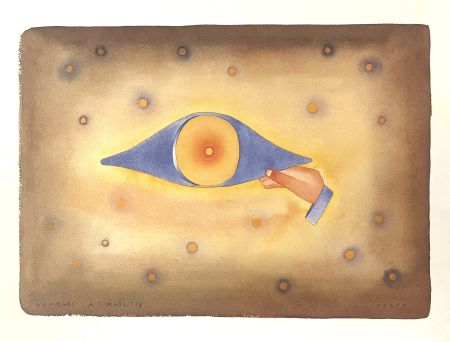 Lithographie Folon - Hommage à Magritte