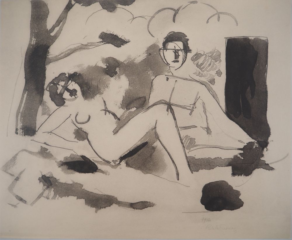 Lithographie De La Fresnaye - Hommage à Manet, Déjeuner sur l'herbe