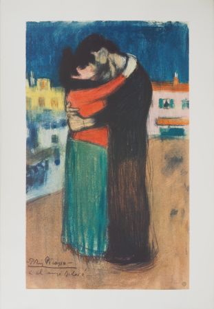 Lithographie Picasso - Hommage à Toulouse-Lautrec : Couple amoureux
